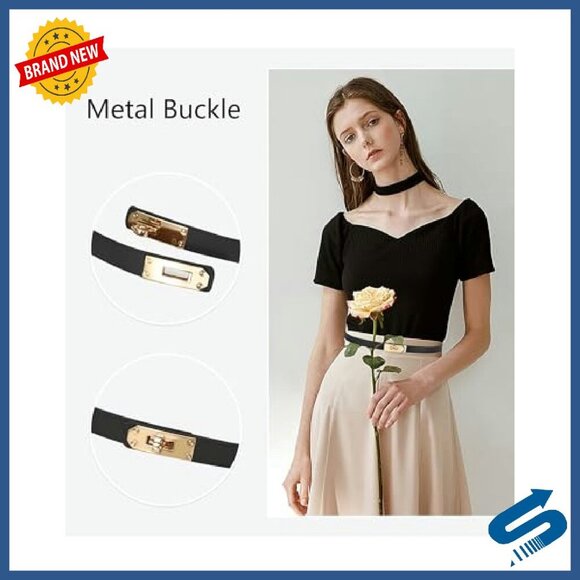 Skinny Leather Belt Adjustable Silver Turn-Lock Buckle Women\'s Accessory main image 6